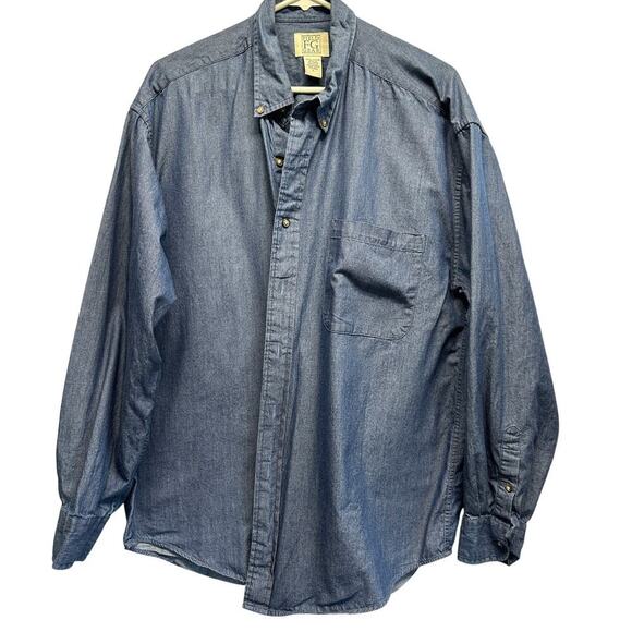 Field Gear FG Vintage 100% Cotton Mens Button Up Size Large Denim Chambray - Picture 1 of 7